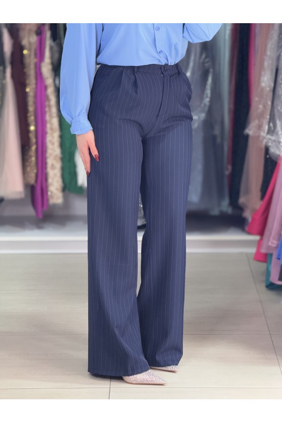 Pantalone Gessato Blu